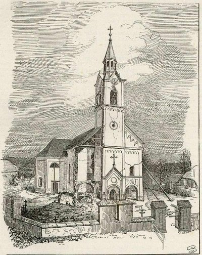 在地震后卢布尔雅那附近的Polje圣地教堂 作者 加斯帕·波伦塔（Gaspar Porenta）